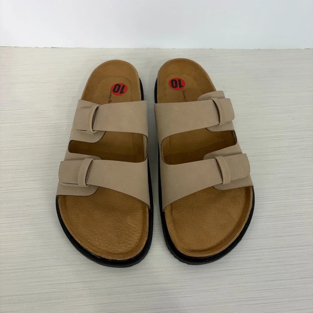 Tommy Bahama Men Double Ban Leather Sandals Adjustable Straps Size 10 TRF Truite